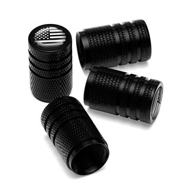 Osilly American Flag Tire Valve Stem Cap, 4 Pcs Aluminum Alloy Valve Stem Covers, Heavy Duty Leak-Proof Stem Caps, Airtight Tire Accessories for Car Trucks Motorcycles Bikes (Black/Black)