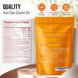 MERRY VITA Liposomal Vitamin C 1000mg - Immune Support Supplement with Zinc, Rose HIPS, Elderberry, Quercetin, Bioflavonoids - Natural, Vegan, Non-GMO - 180 Capsules