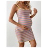 MakeMeChic Women's Maternity Cami Dress Striped Spaghetti Strap Sleeveless Bodycon