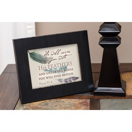 Cottage Garden You Will Find Refuge Psalm 91:4 Feather 8x10 Black Framed Art Wall Plaque Sign