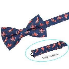 OCIA Cute Pattern Pre-tied Bow Tie Adjustable Bowties for Adult & Children Coral Navy (Octopus)