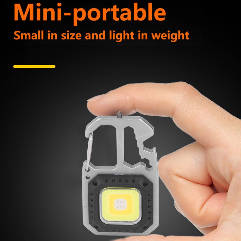 Keychain Work Light USB Charging Portable Pocket LED Flashlight Multifunctional
