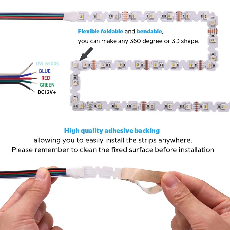 SuperlightingLED 12V 4in1 RGBW LED Strip Lights 360° Bending S