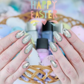 winthrop 12 Sheets Easter Nail Wraps Stickers Full Nail Polish Strips, DIY Self-Adhesive Nail Art Decals Cute Easter Eggs Bunny Rabbit Pattern Party Decor with 2 Pcs Nail Files (168 Pieces)