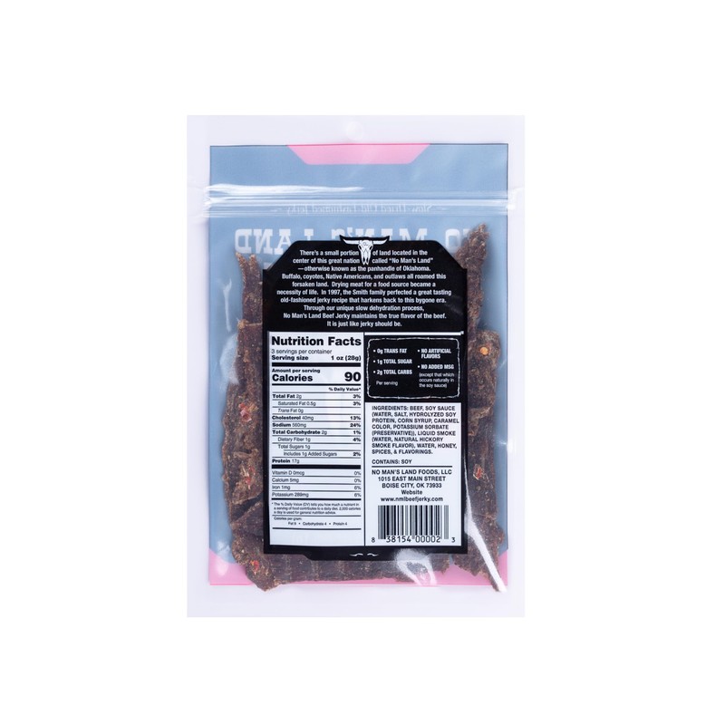 No Man’s Land Beef Jerky - Low Calorie, Low Carb,