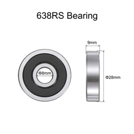 sourcing map 5pcs 638-2RS Bearing 8x28x9mm, Chrome Steel Double Rubber Seals Precision Bearing, Lubricated Deep Groove Ball Bearings, P6 (ABEC 3)