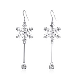 Sterling Silver Snowflake Earrings for Women Teens, Winter Dangle Earrings Snowflake Jewelry Gifts for Her