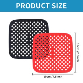 2 Stück Silikonmatte, Backmatte in Fritteuse, quadratisch, wiederverwendbar, mit Antihaft-Öl-Abweiter, matt, Backblech, wiederverwendbar, für Luft, Gebäck, Backofen, Geschirr