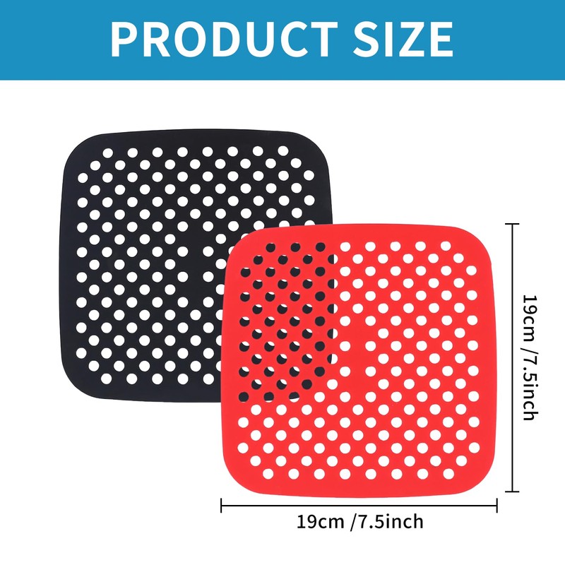 2 Stück Silikonmatte, Backmatte in Fritteuse, quadratisch, wiederverwendbar, mit Antihaft-Öl-Abweiter,
