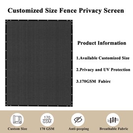 Cisvio 5'X19' Customized Fence Privacy Screen with 90% Blockage Cover Cloth for Pool Yard Patio Dark Grey