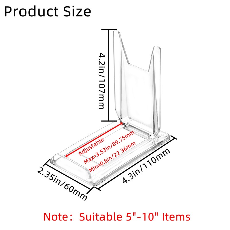 TERDEWE 10 Pack Acrylic Book Stand for Display Adjustable Clear