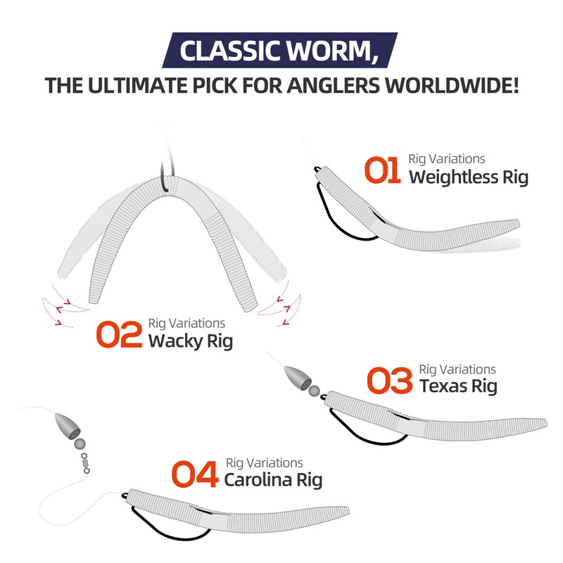Soft Fishing Worm 100PCS, 3/4/5/6" Mega Value Pack Senko Style