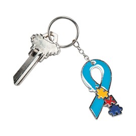 Fun Express - Autism Awareness Metal Key Chain - Apparel Accessories - Key Chains - Novelty Key Chains - 12 Pieces