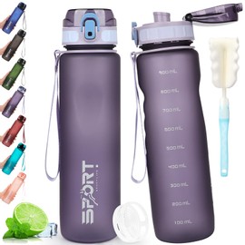 AOPREL Water Bottle, 1 Litre, Sports Water Bottle, Leak-Proof, BPA-Free, Sports Bottle with Capacity Scale for Outdoor, School, Camping