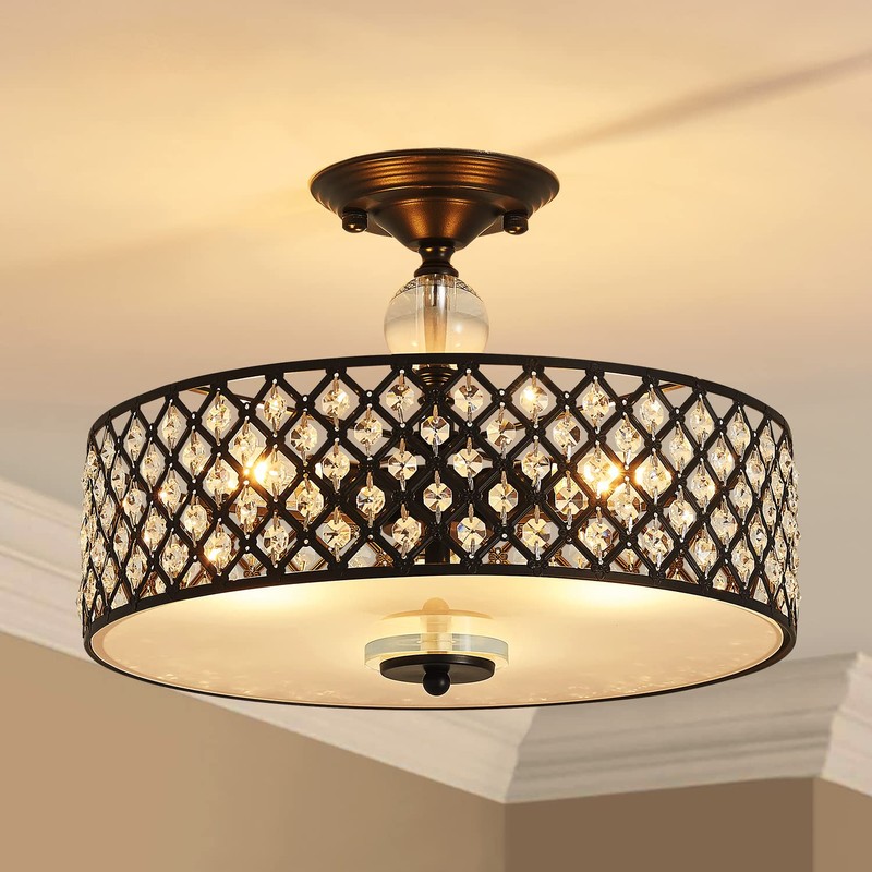 Saint Mossi Semi Flush Mount Ceiling Chandelier, Modern K9 Crystal