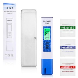 4-in-1 0.01 pH Tester For Water - Digital Water Quality Tester for pH/TDS/EC/Temperature, IP67 Waterproof pH Meter High Accuracy Water Test Kit for Drinking Water, Aquarium, Spas, Ponds, Fish Tank