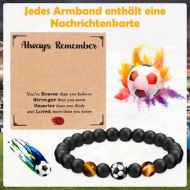 WUISOLQP Football Bracelet Gifts Boys Football Gifts for Son Teenager Grandson Nephew 5 6 7 8 9 10 11 12 Years Birthday Gift for Boys Natural Stone Football Bracelet (Yellow Elastic Style), Unit size,