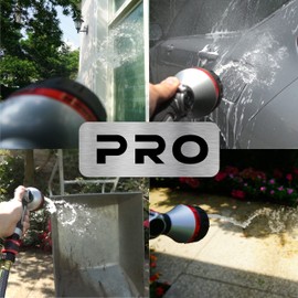 Eden 94824 Heavy Duty Metal Thumb-Control Garden Hose Spray Nozzle 6-Pattern High Pressure Sprayer W/Quick Connector for Hose Watering Garden&Lawn, Showering Pets& Outdoor Fun, Car Washing