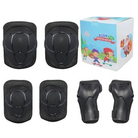 LANOVAGEAR Knee Pads Children's 2-8 Years Pads Inline Skates Children – Skate Protectors Set of 6 – Knee Pads Children's Protectors Knee and Elbow Pads (Black-lk, M)