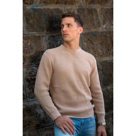 PJ PAUL JONES Mens Crewneck Sweaters Waffle Pullover Sweater Warm Lightweight Knitwear Khaki