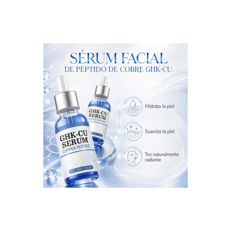2pcs Sérum Facial de Péptido de Cobre，Reafirmante y revitalizante