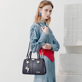 FORRICA Handbags Women's Elegant Handbag with Beautiful Pendant Fashion Women Shoulder Bag PU Leather Shoulder Bag for Shopping Commuting, Blue A, shoulder bag