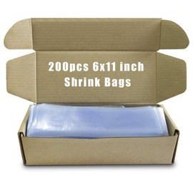 200pcs 6x11'' Shrink Bags, Shrink Wrap Bags Heat Seal PVC Film 100 Ga for Soaps, Bath Bombs, Bottles, Crafts, Shoes & DIY（Best Shrink Rate)