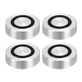 uxcell M8 Thread 30mm / 1.2" Dia 12mm Thick Aluminum Circle Disc Glass Top Adapter 4pcs Round Solid Table Feet Pad Plate Hardware with Anti-Slip Rubber Ring