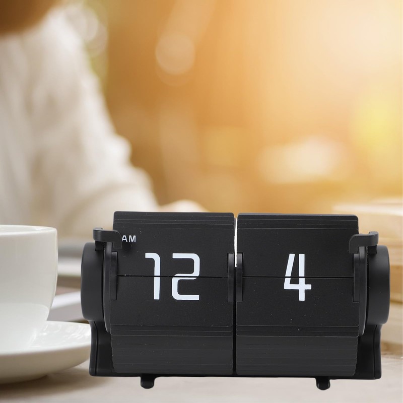 Automatic Flip Calendar Clock, Retro Mechanical Digital Desk Alarm Clock,