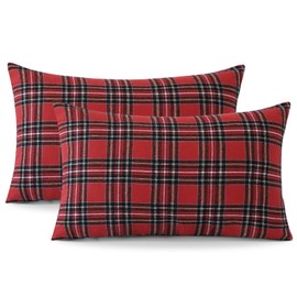 Ohok Decorative Vintage Cushion Cover, Polyester Linen Plaid Decorative Cushion Covers, Decorative Sofa Cushion, Couch Cushion Cover Set for Bedroom, Living Room, Sofa, Couch, Car (30 x 50 cm, Pack of