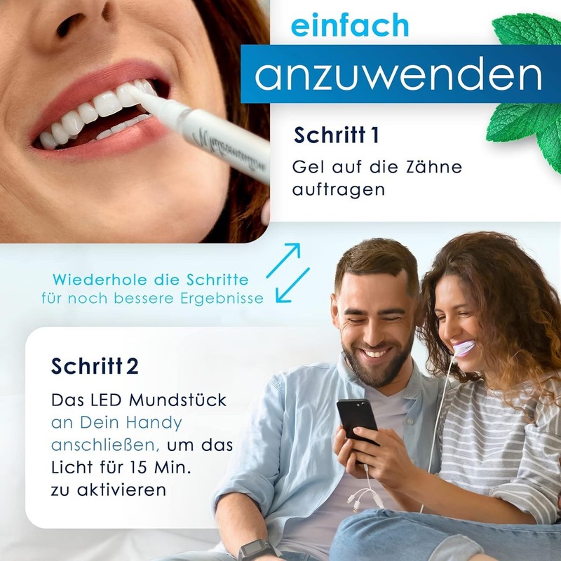 Whitesensation® Premium Teeth Whitening Bleaching Set [+Refill] with LED Rail,