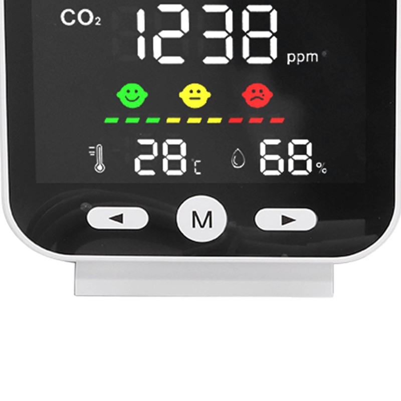 White Smart Air Quality Monitor LCD Screen WIFI CO2 Temperature