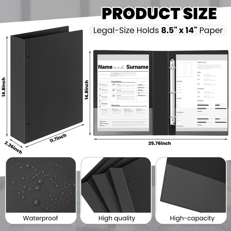 Henoyso 4 Pcs Legal Size Binder 3 Ring 2" Durable
