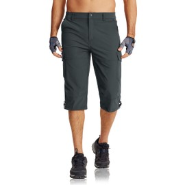 MAGCOMSEN Hiking Shorts Men Quick Dry Work Short Pants Lightweight 3/4 Length Cargo Pants for Men Breathable Climbing Shorts with Multiple Pockets Grey