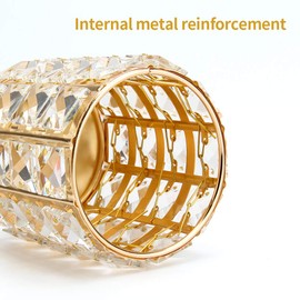 Makeup Brush Storage Crystal Makeup Brush Holder Pen Container Brush Holder Cosmetic Organiser Desktop Decoration (Gold)