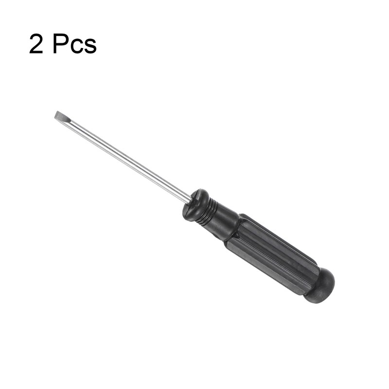 sourcing map Mini Slotted Screwdriver, 2.5mm Flat Head with Black
