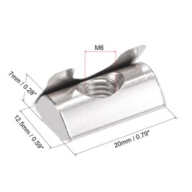 TA-VIGOR M6 Roll-in Spring T Nuts with Spring Sheet, Nickel Plated Carbon Steel T Slot Nuts for 3030/4040 Aluminium Extrusion Profile Rail 8mm Slot, 25Pcs