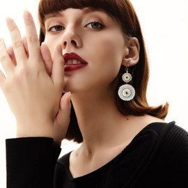 Badu - arete colgantes de abalorio circulares con abalorio bohemias, hechos a mano, joyería de moda, para mujer, Vidrio Cobre, no conocido