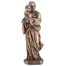 Veronese Design 6 1/4 Inch Saint Joseph and Baby Jesus Cold Cast Resin Bronze Finish Religious Decoration Sculpture