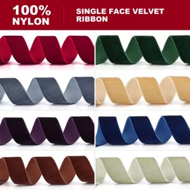 Pieaary Coffee Velvet Ribbon 5/8" x 20Yd,Great for Gift Wrapping,Hair Bows Making, Wreaths,Wedding and Christmas Party Decoration(Coffee 5/8")