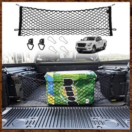 Muslogy Truck Bed Cargo Net Compatible with Nissan Titan 2017-2024 Accessories Bed Storage Net Cargo Organizer Pickup Truck Bed Envelope Style Cargo Net with Heavy Duty Carabiners