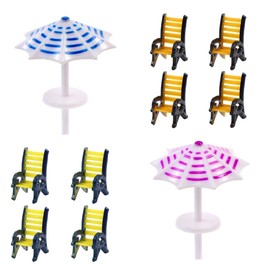 Model Parasol Sun Umbrella and Chair Model Kit 2 Set 1:150 Garden Box Garden Decoration Railroad Model Building Model Diorama Educational DIY