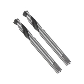 CoCud Twist Drill Bits, 5mm Cutting Diameter 0.2" Shank 2.2" Length, High-Speed Steel Flat Handle Jobber Bit Set (Applications: for Metal Wood Plastic), 2-Pieces