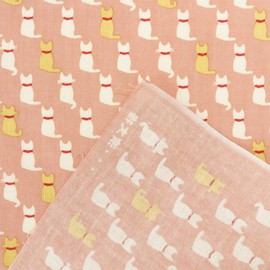 Hamamonyo Tenugui, Bean Mamame Cat, Pink