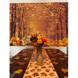 BUTEN 7x5ft Autumn Forest Photography Backdrop Fall Landscape Maple Leaves Backgound Natural Scenery Pumpkins Harvest Party Banner Decor Portrait Photobooth Studio Props