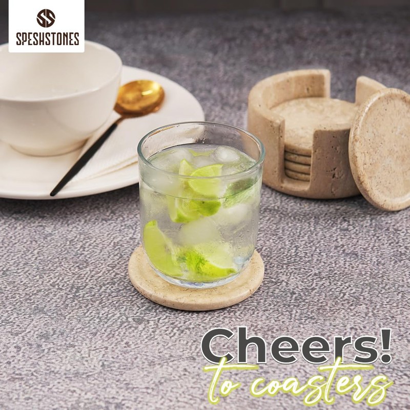 SPESHSTONES Coaster Set of 6 Handmade 3.5 Inch Drink Coasters