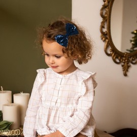 2-Pack 4-Inch Love Fairy & Glitter Sequin Bow Hair Clips-Sparkly Fashion Alligator Barrettes for Girls, Kids & Women,Navy blue