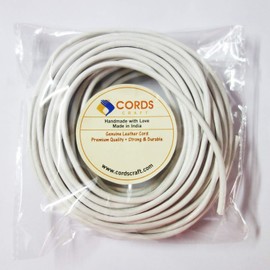 Cords Craft® 1mm Round Leather Cord for Jewelry Making Necklaces Bracelets Beading & Braiding DIY Projects (10 Meters) Color - White