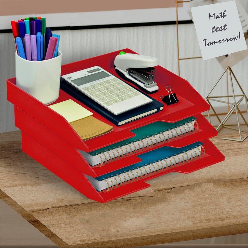 Acrimet Stackable Letter Tray 3 Tier Side Load, Plastic, Desktop