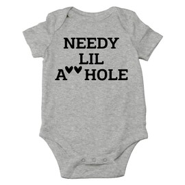 AW Fashions Needy Little Baby Baby Bodysuit Funny Cute Newborn Romper Outfit for Infants Unisex Girls Boys, Sports Grey, 12 Months